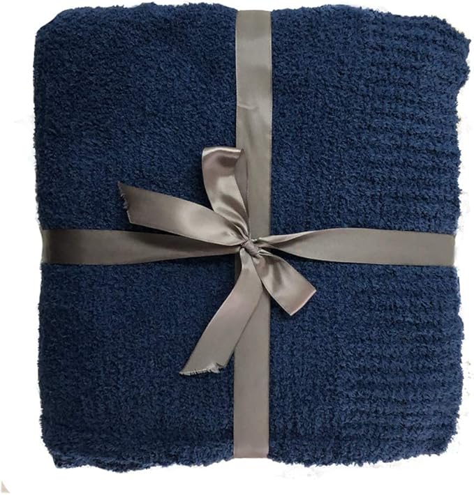 JOOJA Knit Throw Blanket Super Soft Warm Blanket for Couch Lightweight Fluffy Blanket for Bed Sofa 60x80 Inches Navy Blue