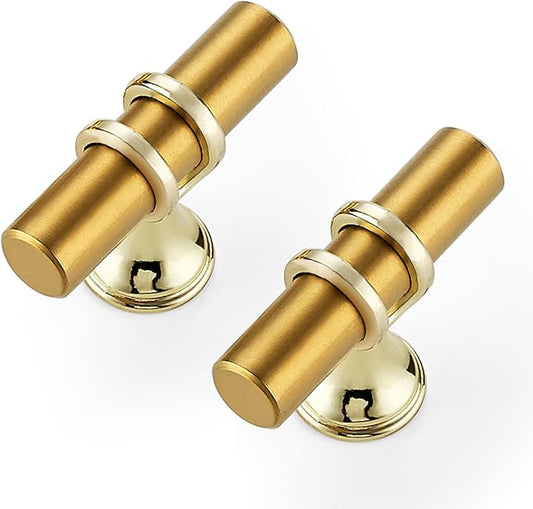 25 Pack Brushed Brass Cabinet Knobs - Gold Kitchen Cabinet Knobs Cabinet Pulls for Kitchen Cabinet Drawer Stainless Steel Dresser Knobs for Cabinet Hardware 2in Length Single Hole