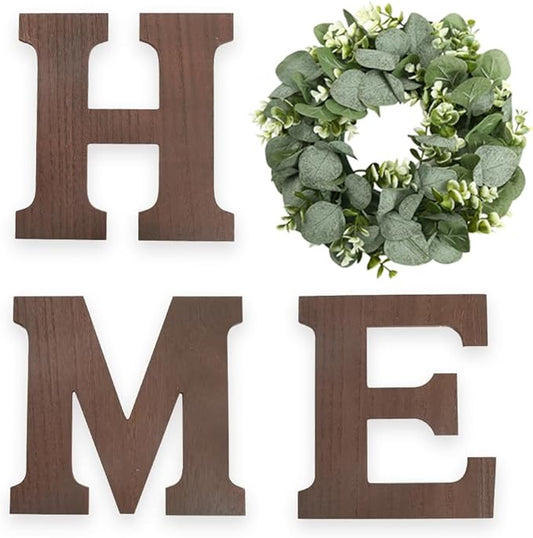 Wood Home Sign Hanging Farmhouse Wall House Decor Wood Home Letters for Wall Art Rustic Decor, Home Wall Decor for Living Room Kitchen Entryway Dining Room Hallway Housewarming Gift Brown L