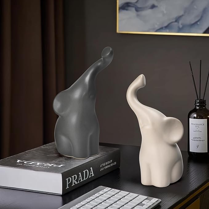 Elephant Statues Home Decor Small Figurines Home Ceramic Decor Sisterhood Elephant Ornament for Living Room House Shelf Table Vanity Entryway DéCor