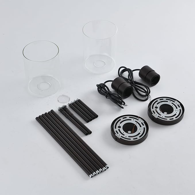 Oil Rubbed Bronze Pendant Lights Kitchen Island - Clear Glass Pendant Light Fixture Multiple Stems Rods 3 Units 12 Inch 3 Units 4 Inch (2 Pack Oil Rubbed Bronze Downrod)