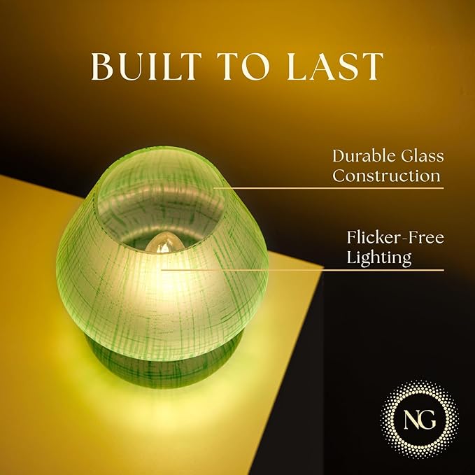 Next Glow Mushroom Lamp – Table Lamp, Modern Dimmable LED Night Light for Bedrooms, Kids Rooms, Bedside Nightstands, Living Room and Kitchen Decor – Pretty Desk Light, E26 Socket w 120V Bulb (Green)