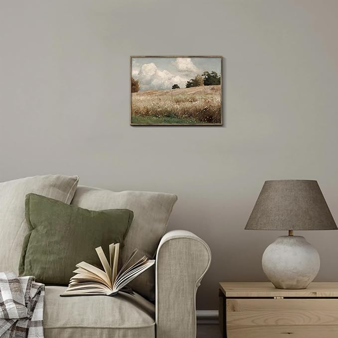 RETRART Vintage Wall Art, Wildflower Field Landscape Oil Painting - The Vast Grassland Wall Art Room Eclectic Decor - 8" x 10" Unframed Canvas Prints for Bedroom Living Room Bathroom Wall Decor
