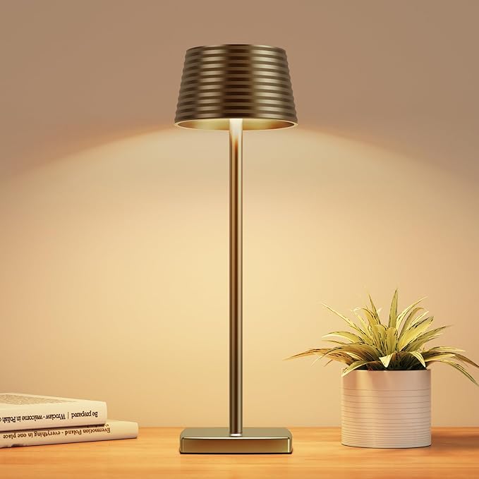 Cordless Table Lamps Rechargeable,Battery 6000mAh LED Portable Lights for Outdoor/Patio/Restaurant/Indoor Desk Lamp - IP54 Waterproof 3 Colors Stepless Dimming (Titanium)