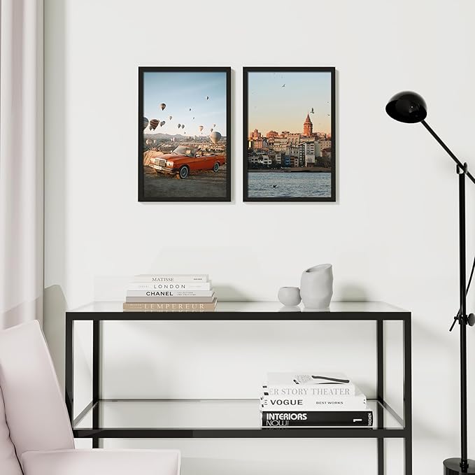 Vittanly 13x19 Picture Frame with Plexiglass - Large Black Poster Frame for Wall Display - Includes 11x17 Mat, Made of Durable PVC Design - 1 Pack