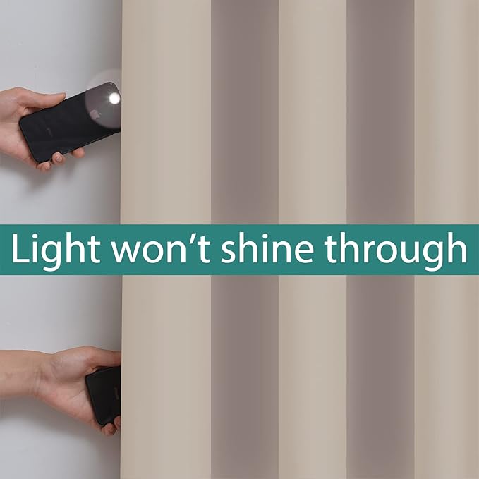 Yakamok Total Blackout Extra Wide Patio Sliding Door Curtains, Grommet Thermal Insulated Blind Curtains, Sliding Glass Door Panel for Living Room/Space Room Divider, Natural, W100 x L84, 1 Panel