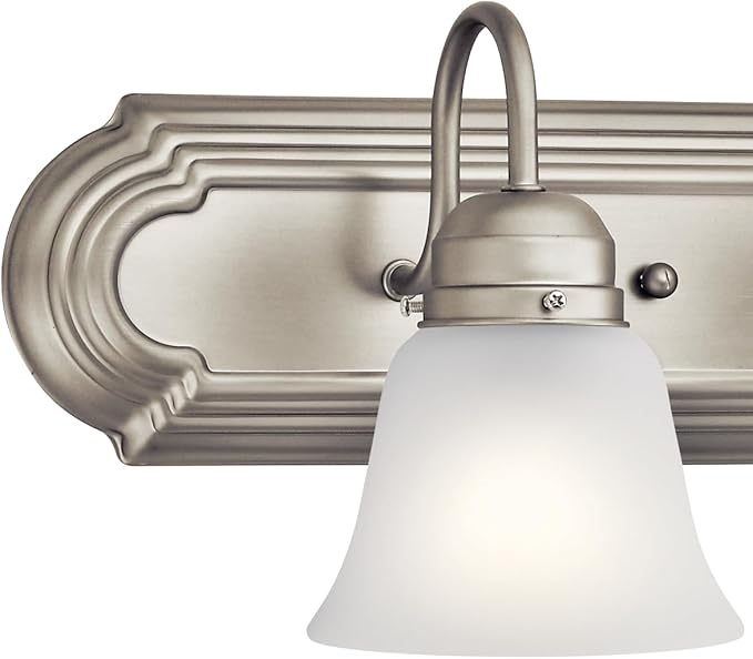 Kichler 36" 5-Light Vanity Bath Light in Brushed Nickel, Modern Bathroom Light with Clear Satin Etched Glass, (36" W x 8" H), 5339NIS