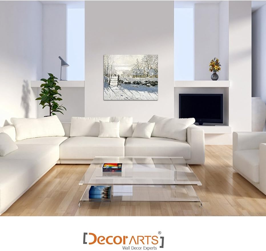 DECORARTS - The Magpie, Claude Monet Art Reproduction. Giclee Canvas Prints Wall Art for Home Decor 24x20