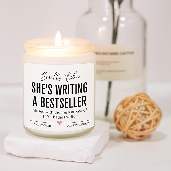 Writer Candle, Writing Writer Gifts for Women, Female, Creative Future Author Gifts for Writers, Cool Presents for Book Novelist Screenwriter, Aspiring Literature Presents for Author Poet