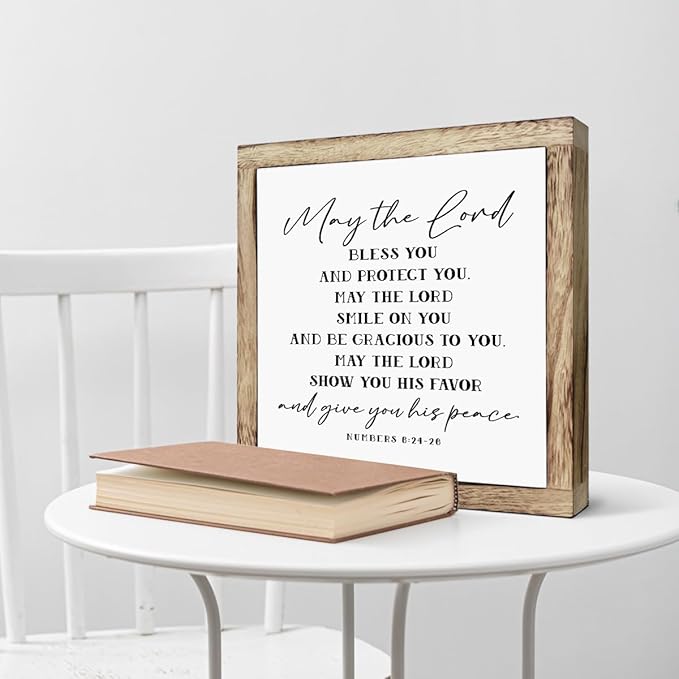 SUSZDOU Scripture Sign, May the Lord Bless You and Protect You Sign, Wooden Plaques Box Signs, Blessing Sign, Christian Home Decor, Christian Gift, Bible Verse Decor Sign, Numbers 6:24-26 Sign