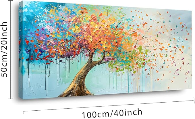 ZESTFLICKR Wall Art tree of Life fly canvas colorful Oil Painting Reproduction Print Modern Abstract Paintings Artwork Landscape Picture for Living Room Bedroom Home Office Kitchen Decor(20x40inch)