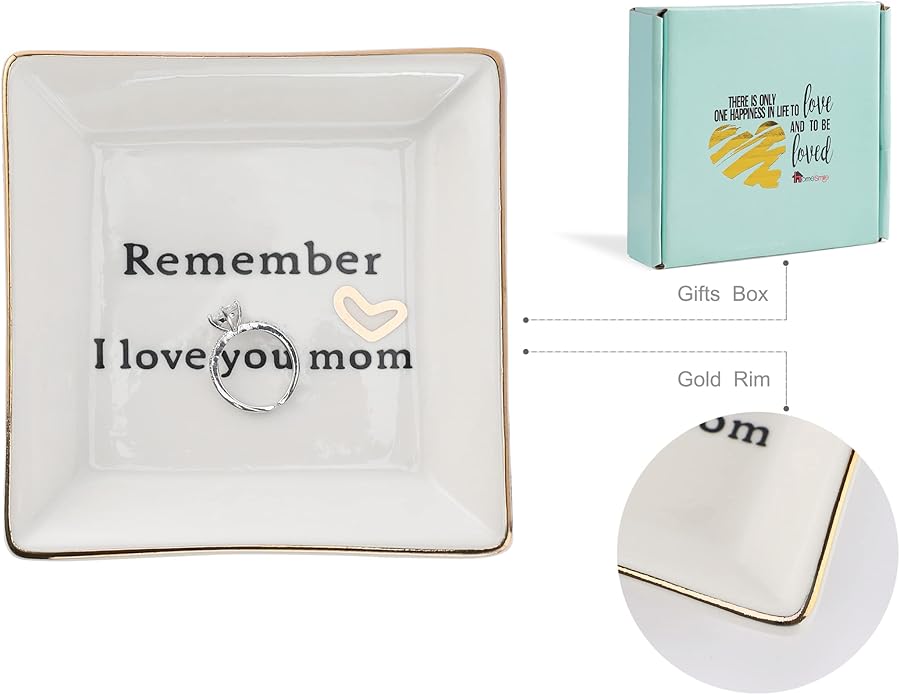 HOME SMILE Ceramic Ring Dish Jewelry Tray for Mom Sister Friends