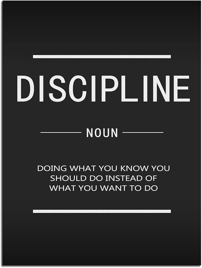 Discipline Inspirational Painting Poster Canvas Wall Art Print Artwork Inspiring Wall Street Entrepreneur Proverb Inspiration Picture Office Decoration Gym Bedroom Frame Ready to Hang[18" W x 24"H]