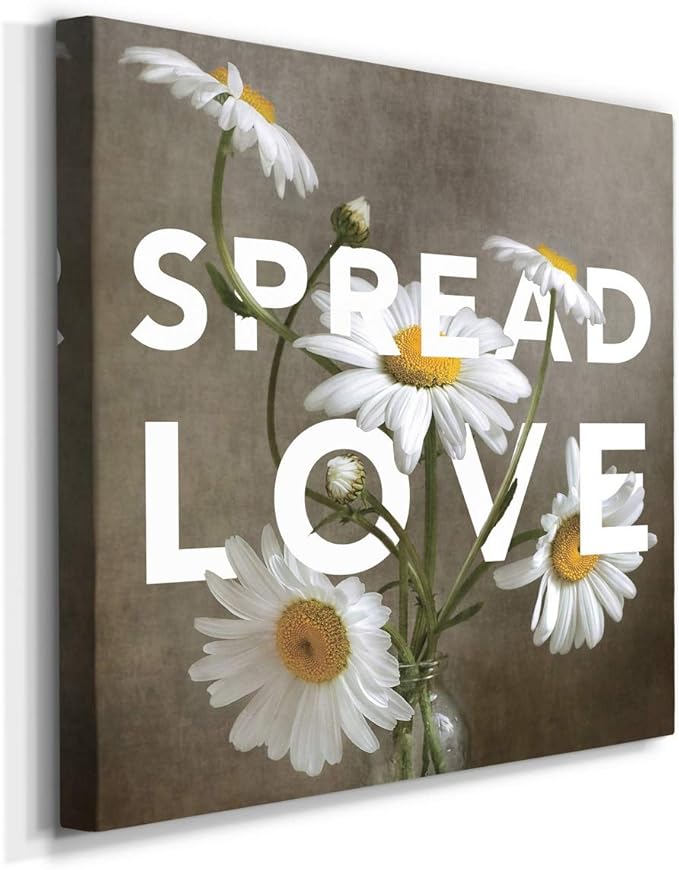 Square Premium Gallery Wrapped Canvas Flower Multicolor Wall Art Abstract Floral Romance Modern Pictures Print for Home Office, Ready to Hang