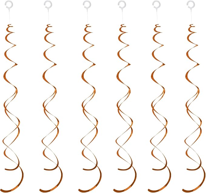 30 Pieces Orange Hanging Swirls Whirls Party Decoration Foil Swirl Ceiling Decor Plastic Streamer Party Supplies for Home Office Classroom Children's Birthday Baby Shower Wedding Decorations