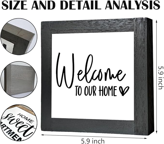 Welcome Sign, Wooden Box Signs for Home Decor, Farmhouse Decor for Entryway, Front Door Decors, Porch Decors, Housewarming Tabletop sign, Welcome To Our Home (C4)