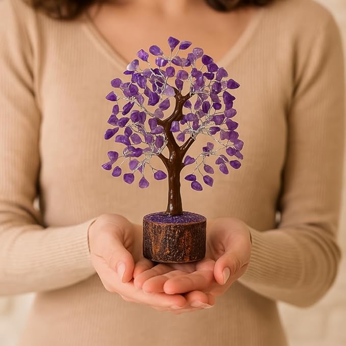 Amethyst Crystal Tree of Life - Handmade Healing Bonsai Purple Tree for Home and Office Decor, Positive Energy and Good Luck, Ideal for Christmas Decor and Birthday Gifts for Women, Men