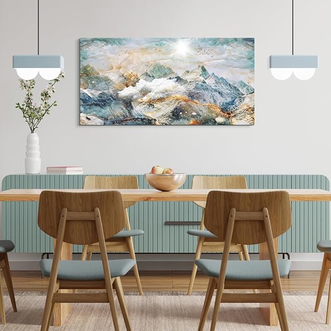 Wapluam Large Canvas Wall Art For Living Room Abstract Wall Decor For Bedroom Office Wall Decor Mountain Landscape Wall Painting Framed Pictures Decor Artwork Farmhouse Home Decorations 24"X48"