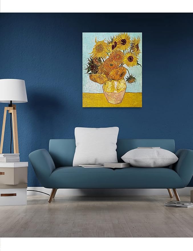 DECORARTS - Twelve Sunflowers, Vincent Van Gogh Art Reproduction. Giclee Canvas Prints Wall Art for Home Decor 30x24
