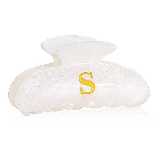 Initial Cute Hair Clips - White Letter Elegant Hair Claw Clips, Glitter Claw Clips Durable Hair Clips, Wedding Gift, Bridesmaid Gifts, Birthday Gifts, Christmas Gift, Letter S