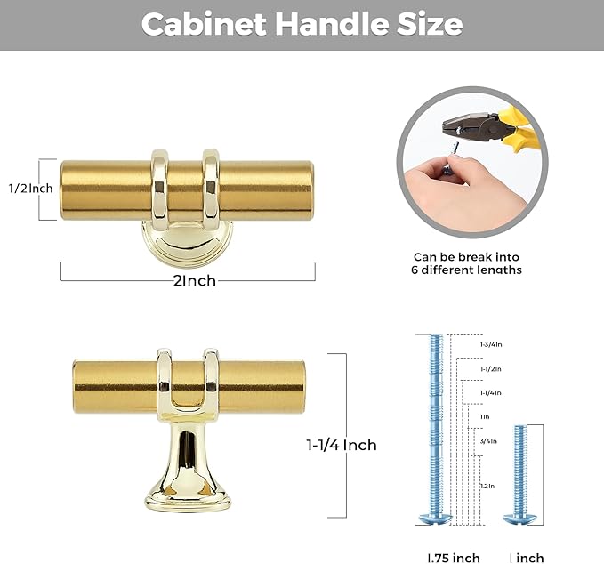 25 Pack Brushed Brass Cabinet Knobs - Gold Kitchen Cabinet Knobs Cabinet Pulls for Kitchen Cabinet Drawer Stainless Steel Dresser Knobs for Cabinet Hardware 2in Length Single Hole