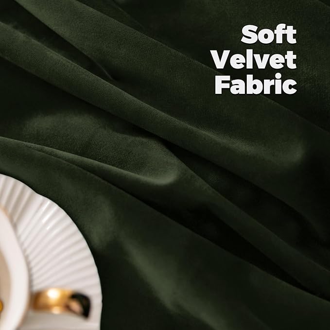 BGment Olive Green Velvet Blackout Curtains for Bedroom, 52 x 72 Inch Curtains Thermal Insulated Soundproof Room Darkening Elegant Drapes with Back Tab and Rod Pocket for Living Room, 2 Panels