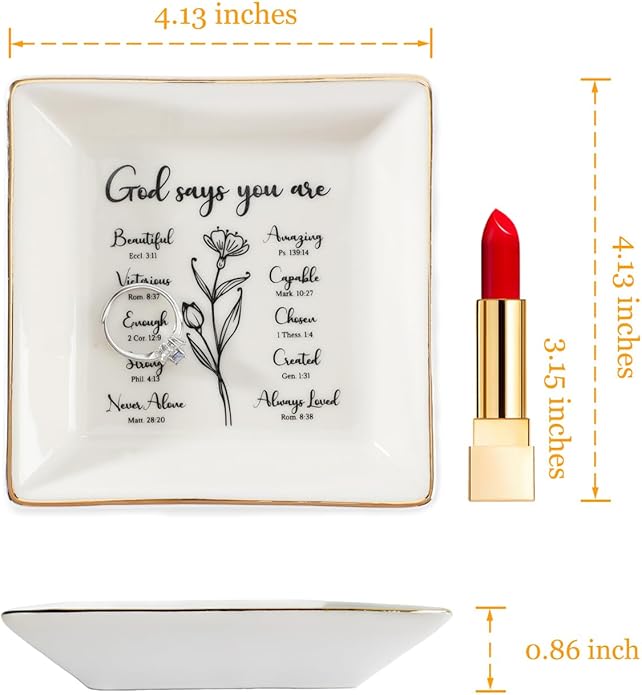 HOME SMILE Ceramic Ring Dish Jewelry Tray for Mom Sister Friends