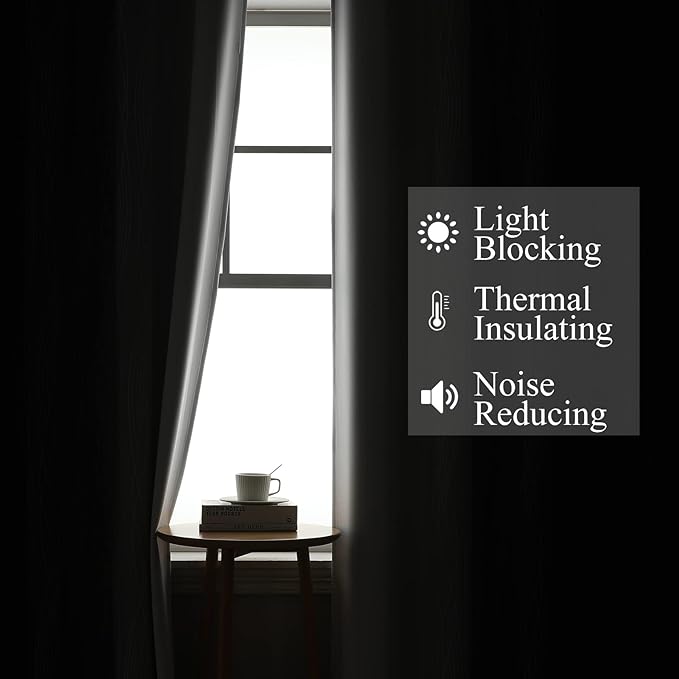 Estelar Textiler Thermal Insulated Blackout Curtains for Bedroom, Ombre Black and Greyish White Blackout Drapes for Living Room, Gradient Full Light Blocking Energy Saving Curtains, 52Wx84L, 2 Panels
