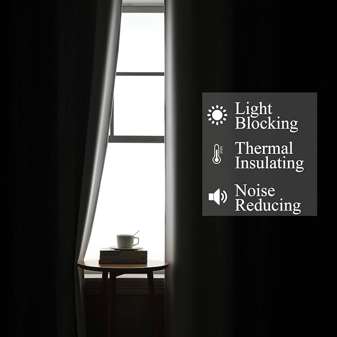 Estelar Textiler Ombre Greyish White and Black Blackout Curtains & Drapes 45 Inch Length 2 Panels for Bedroom, Thermal Insulated Full Light Blocking Grommet Blackout Drapes for Bathroom, 52Wx45L