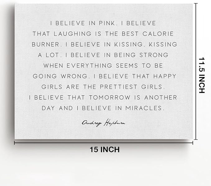 Inspirational Canvas Wall Art I Believe in Pink Motivational Quotes Canvas Print Framed Painting Artwork Home Office Wall Decor 15x11.5 Inches