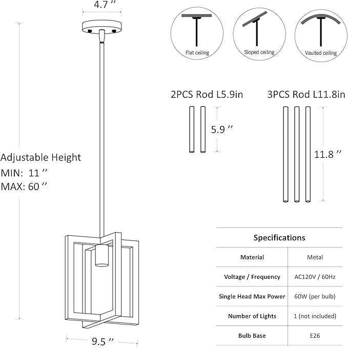 Small Modern Farmhouse Black Pendant Lights Kitchen Island, Adjustable Hanging Metal Industrial Chandelier Ceiling Light Fixture for Hallway Entryway Bedroom Dining Room