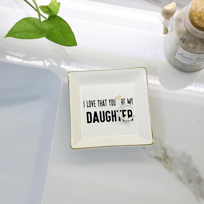 HOME SMILE Ceramic Ring Dish Jewelry Tray for Mom Sister Friends