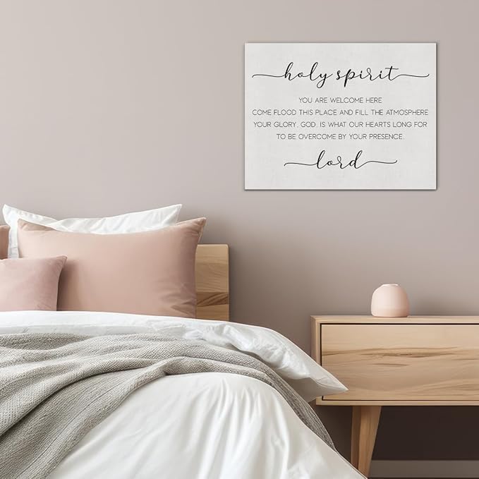 Bible Verse Canvas Wall Art Holy Spirit You Are Welcome Here Religious Canvas Prints Framed Scripture Painting Artwork Ready to Hang Christian Home Office Wall Décor
