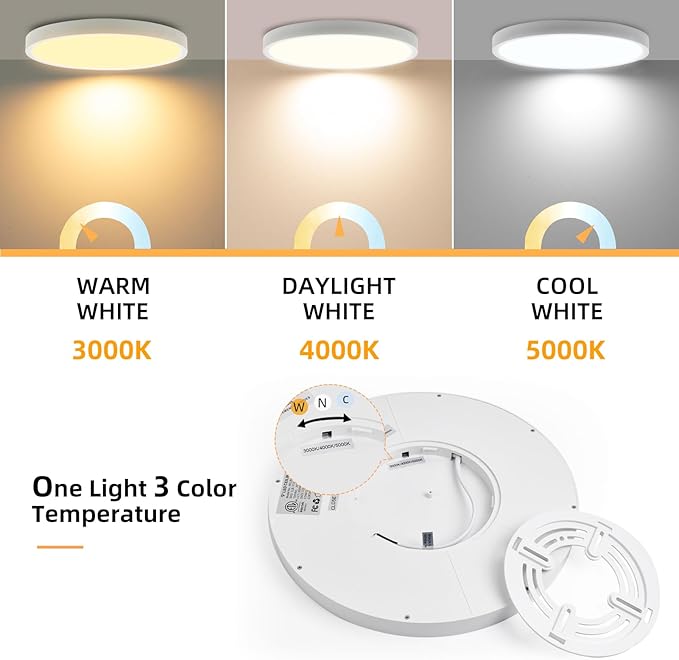 Hlite 4pack 9 Inch Flush Mount LED Ceiling Light Fixture,18W 1800LM Super Slim Light Fixtures Ceiling Mount 3000K/4000K/5000K 3CCT Selectable,Ceiling Light Fixtures for Kitchen,Bedroom (White)