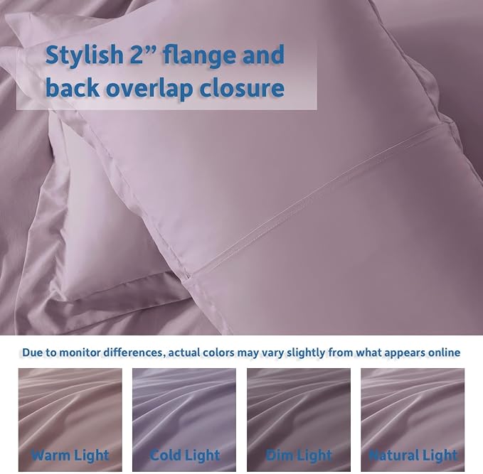 Nestl Queen Duvet Cover Set with Comforter Insert - Dusty Purple 4 Piece 90x90 Duvet Cover & 2 Pillow Shams with White Quilted Down Alternative Comforter, Ultra Soft, All Season