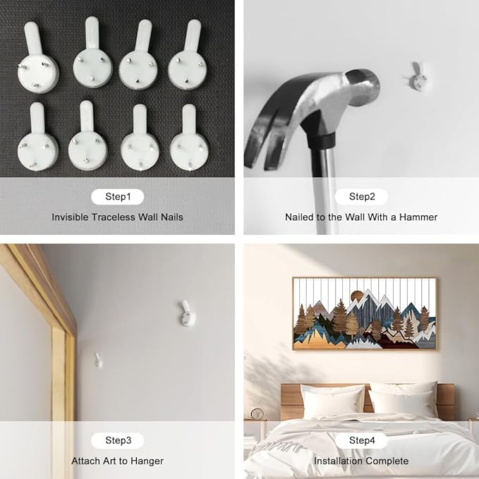 CHDITB Framed Wood Mountain Wall Art, 20"x40" Large Country Woodcut Style Wall Decor, Rustic Forest Nature Wall Painting, Modern Canvas Art Prints for Living Room, Bedroom, Farmhouse, Office