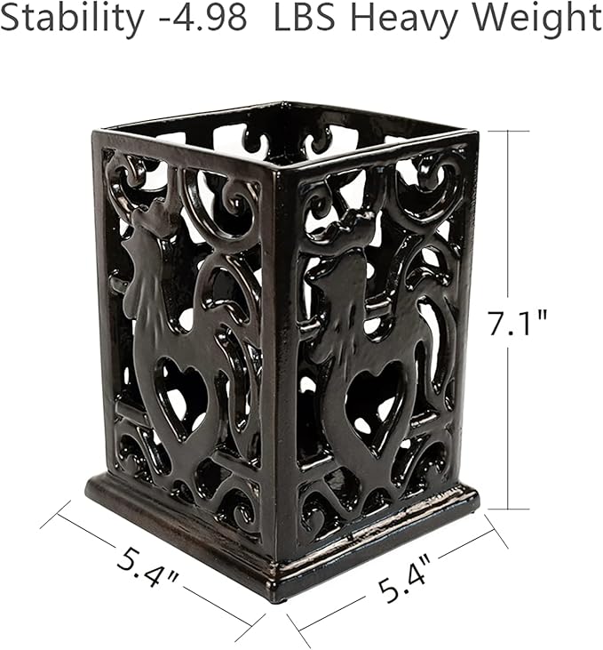 Vintage Utensil Holder for Countertop, Robust Cast Iron Utensil Holder for Kitchen Counter Cooking Tools Crock Spoon and Spatula Holder Organizer, Coffee Gold