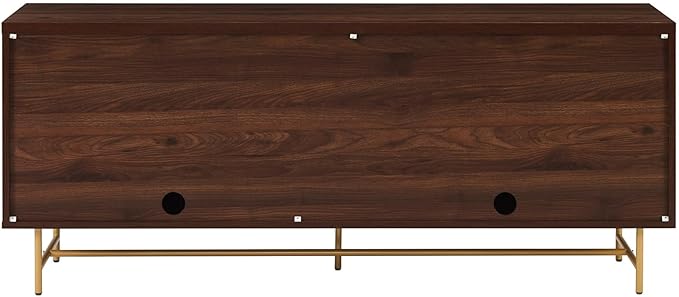 Walker Edison Reema Fluted 4-Door Kitchen Sideboard Buffet Console, 69 Inch, Gold,Dark Walnut