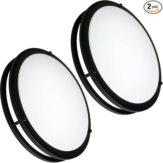 OOWOLF 16inch 48W LED Flush Mount Ceiling Light Fixture Dimmable, Super Bright Brushed Nickel Ceiling Light 4800LM 5000K Daylight White 480W Equivalent, Ceiling Lamp for Bedroom, Kitchen, 2-Pack