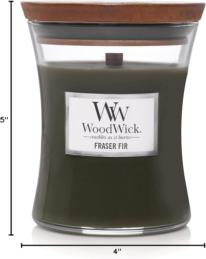 WoodWick Fraser Fir Medium Hourglass Candle,10 Oz