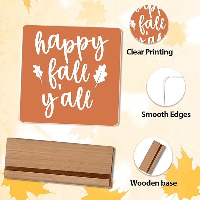 Happy Fall Yall Decor Rustic Fall Decorations for Home Office Farmhouse Autumn Decor Autumn Pumpkin Thanksgiving Acrylic Decor 5 x 5 inches (Acrylic 1703)