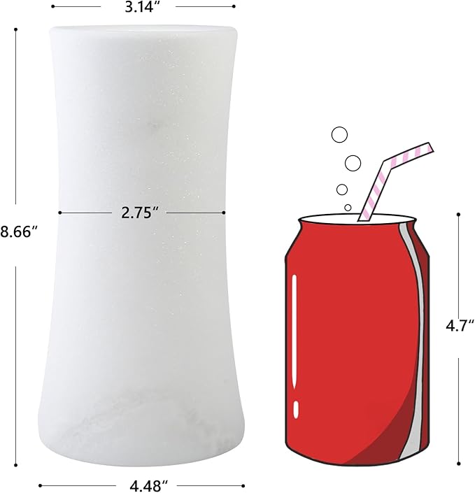 White Marble Vase for Flowers, 8.66" Minimalist Modern Frosted Flower Vase for Home Decor, Decorative Vases for Centerpieces, Living Room, Dining Table, Office, Boho Farmhouse Decor