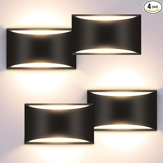 4 Pack Modern LED Wall Sconces, Black 3000K Warm White Hardwired Indoor Wall Lights Up and Down Wall Mount Light for Bedroom,Living Room, Hallway(with G9 Bulbs)