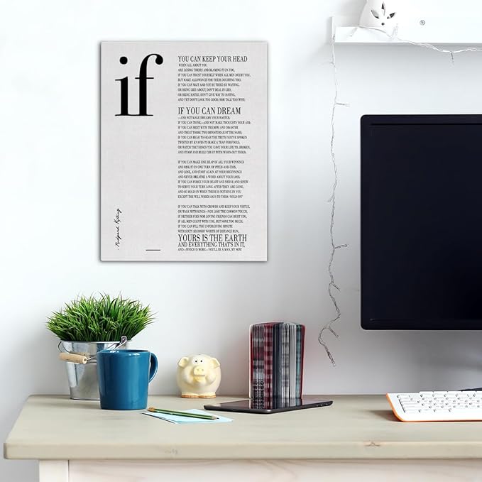 Inspirational Canvas Wall Art If Poem Positive Print Framed Painting Artwork Ready to Hang Modern Home Office Wall Decor 15x11.5 Inches