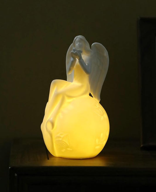 ADAVAS.Y&G Angel collectiable Figurine with LED Lighting Angel lamp Decorative Angel Night Light Holding Dove 8" H