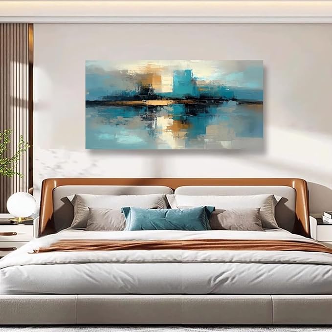 Abstract Pictures Canvas Wall Art for Living room Office Bedroom Wall Decor,Abstract Wall Art Print Modern Blue Black Gold Oil Painting Artwork Waterproof Ready to Hang-20x40inch