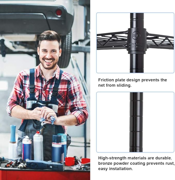 PayLessHere | 6-Tier Wire Shelf | 42"x16"x72" | Black | Adjustable Racks | Heavy-Duty Storage Shelves, Holds Upto 1500 lbs | Rust-Resistant, No-Tool Assembly | for Home, Garage Shelving