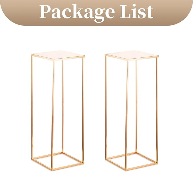 Sziqiqi Floor Vase Tables Centerpieces for Reception - 2 Pcs Metal Column Geometric Flower Stand 31.5in Gold Tall Flower Display Rack Decorations for T-Stage Wedding Party Event