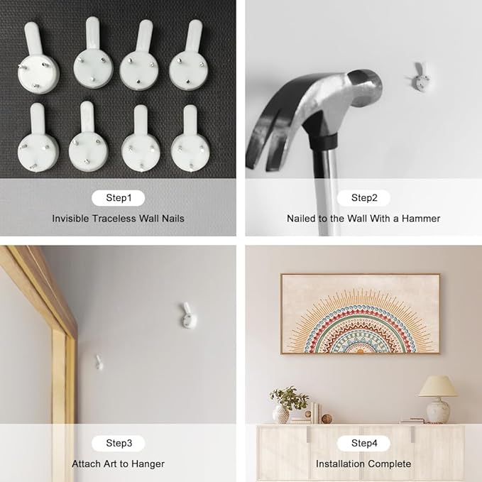 HPINUB Boho Sun Framed Canvas Wall Art Set, Mid-Century Modern Wall Decor, Minimalism Bohemian Wall Painting, Abstract Geometric Pattern Art Print for Living Room, Bedroom, Office - 20"x40"