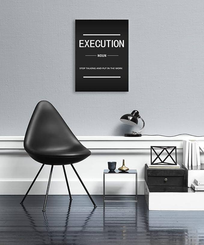 Motivational Canvas Wall Art Inspirational Entrepreneur Painting Canvas Quote Execution Noun Poster Inspirational Picture Artwork Home Office Classroom Decoration Ready to Hang[30″W X 40′'H]